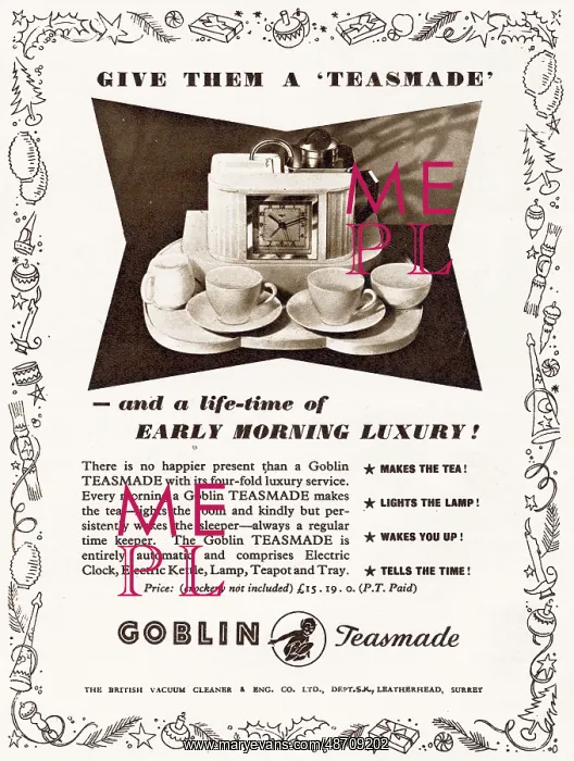 : Advert for Goblin teasmade 1951 : Advert for Goblin teasmade 1951