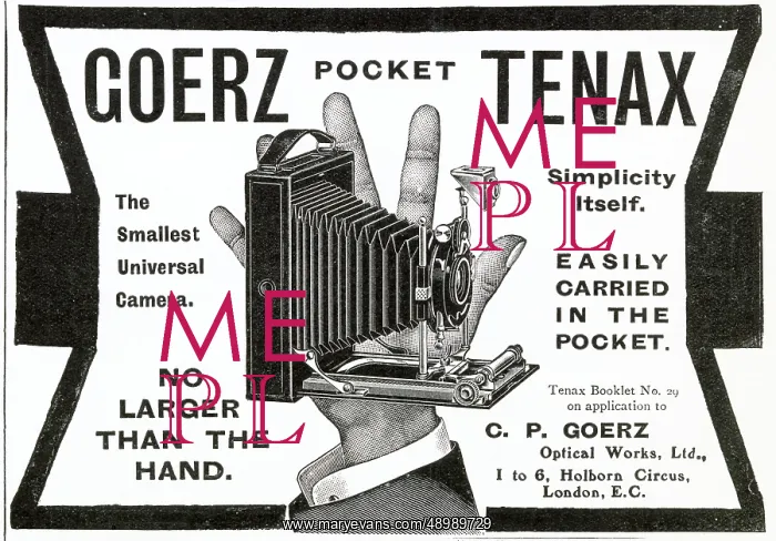 : Advert for Goerz pocket camera 1910 : Advert for Goerz pocket camera 1910