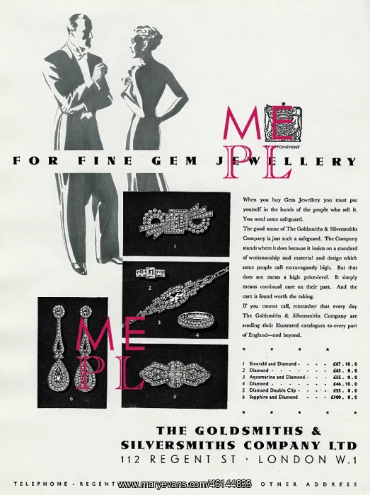 : Advert for The Goldsmiths & Silversmiths Company 1937 : Advert for The Goldsmiths & Silversmiths Company 1937