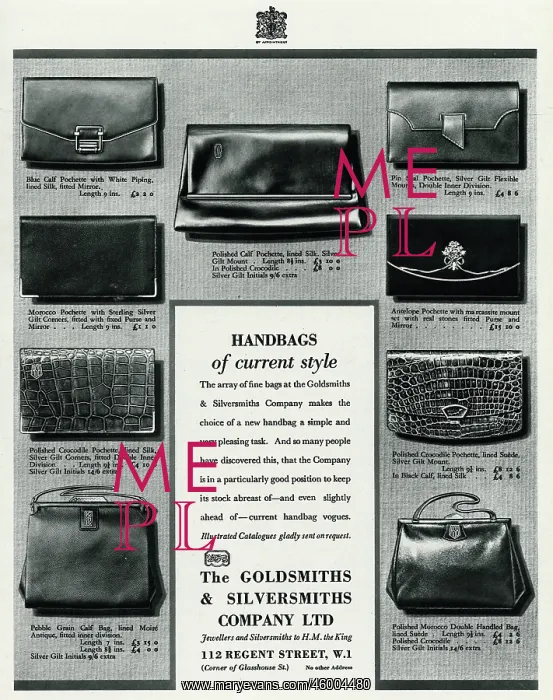: Advert for Goldsmiths & Silversmiths Handbags 1931 : Advert for Goldsmiths & Silversmiths Handbags 1931