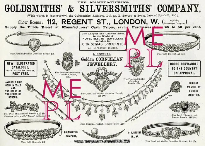 : Advert for Goldsmiths & Silversmiths jewellery 1893 : Advert for Goldsmiths & Silversmiths jewellery 1893