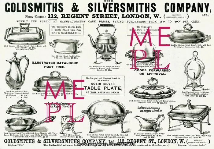 : Advert for Goldsmiths & Silversmiths tableware 1898 : Advert for Goldsmiths & Silversmiths tableware 1898