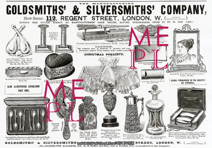 : Advert for Goldsmiths & Silversmiths Victorian items 1896 : Advert for Goldsmiths & Silversmiths Victorian items 1896