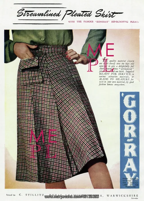 : Advert for Gor-ray Koneray pleated 1942 : Advert for Gor-ray Koneray pleated 1942
