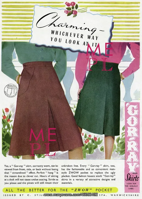: Advert for Gor-ray Koneray pocket skirts 1945 : Advert for Gor-ray Koneray pocket skirts 1945