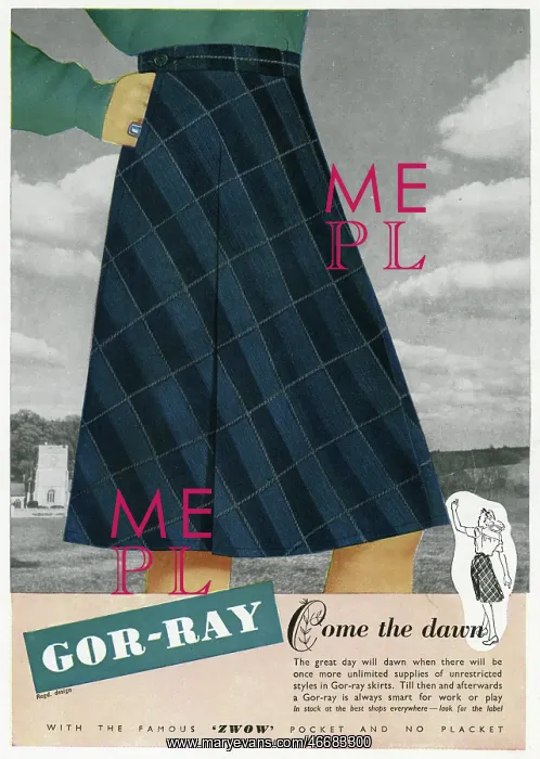 : Advert for Gor-ray Koneray pocket skirts 1945 : Advert for Gor-ray Koneray pocket skirts 1945