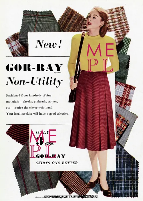 : Advert for Gor-ray Koneray skirts 1948 : Advert for Gor-ray Koneray skirts 1948