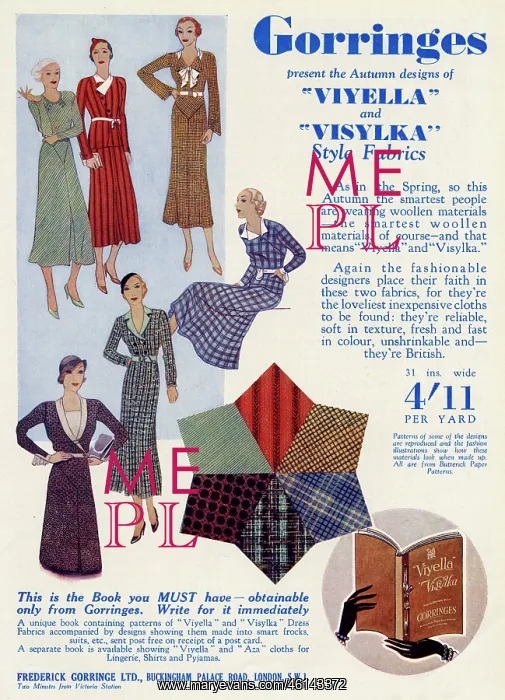 : Advert for Gorringes fashion fabrics 1932 : Advert for Gorringes fashion fabrics 1932