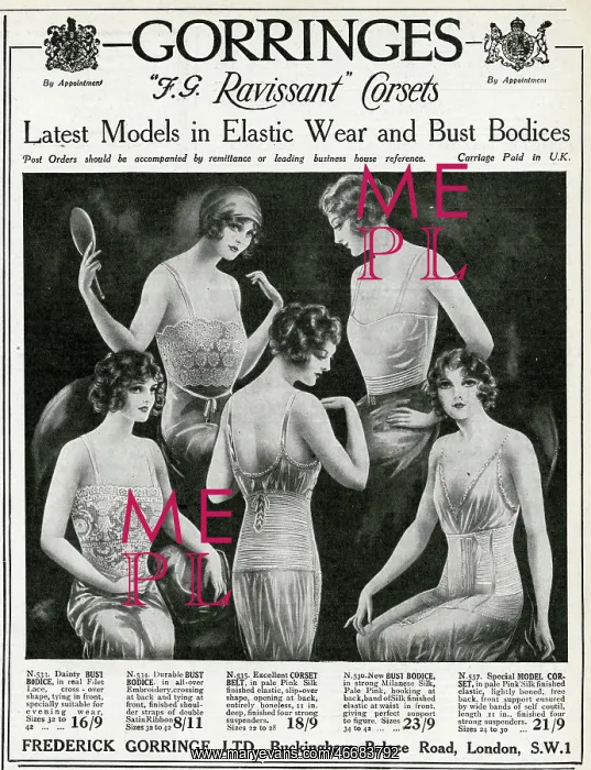 : Advert for Gorringes lingerie 1923 : Advert for Gorringes lingerie 1923