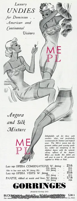 : Advert for Gorringes Luxury undies 1937 : Advert for Gorringes Luxury undies 1937