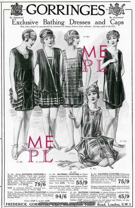 : Advert for Gorringes women's bathing dresses & capes 1924 : Advert for Gorringes women's bathing dresses & capes 1924