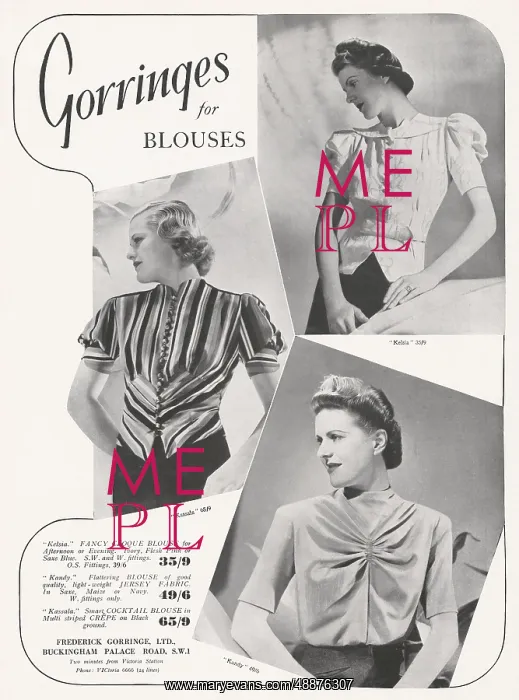 : Advert for Gorringes women's blouses 1938 : Advert for Gorringes women's blouses 1938