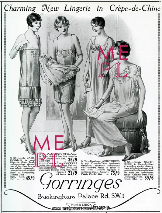 : Advert for Gorringes women's lingerie, 1927 : Advert for Gorringes women's lingerie, 1927