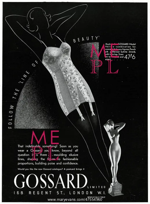 : Advert for Gossard corsets 1936 : Advert for Gossard corsets 1936
