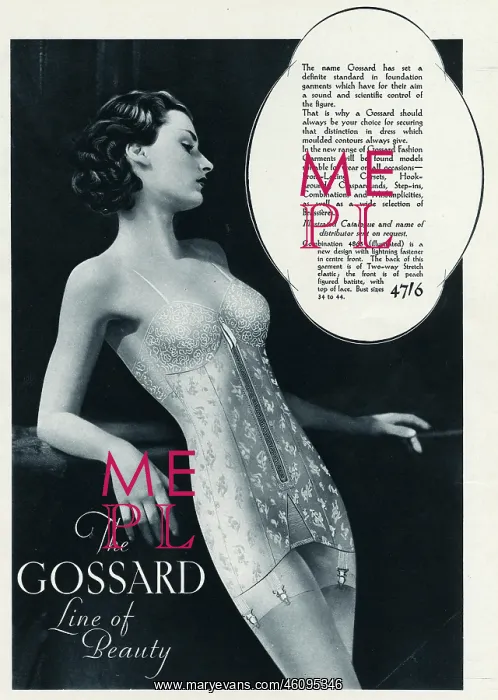 : Advert for Gossard underwear 1935 : Advert for Gossard underwear 1935