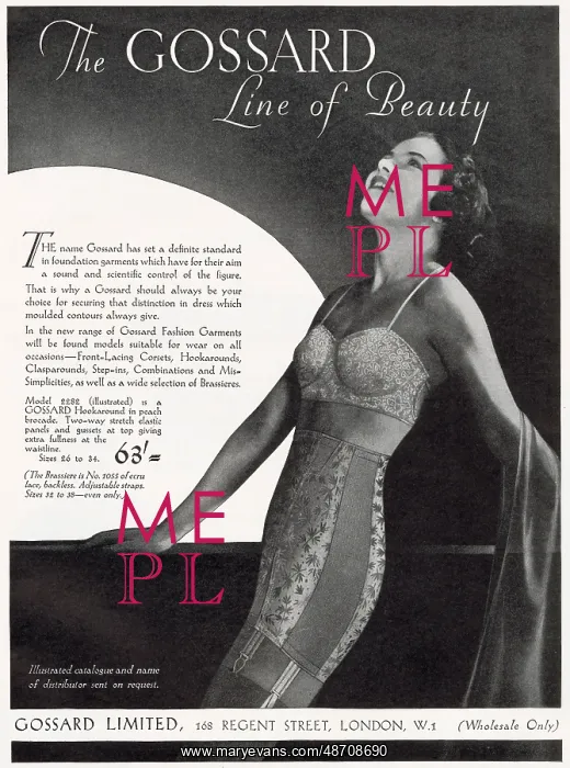 : Advert for Gossard underwear 1935 : Advert for Gossard underwear 1935