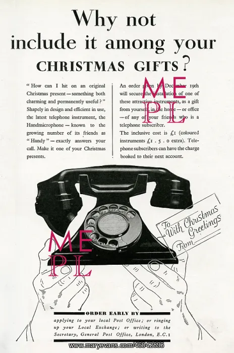 : Advert for G.P.O telephone 1933 : Advert for G.P.O telephone 1933