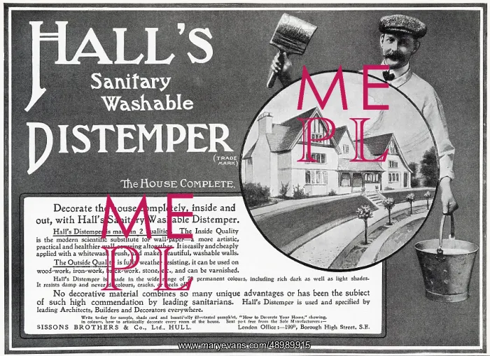 : Advert for Hall's Distemper - wallpaper 1910 : Advert for Hall's Distemper - wallpaper 1910
