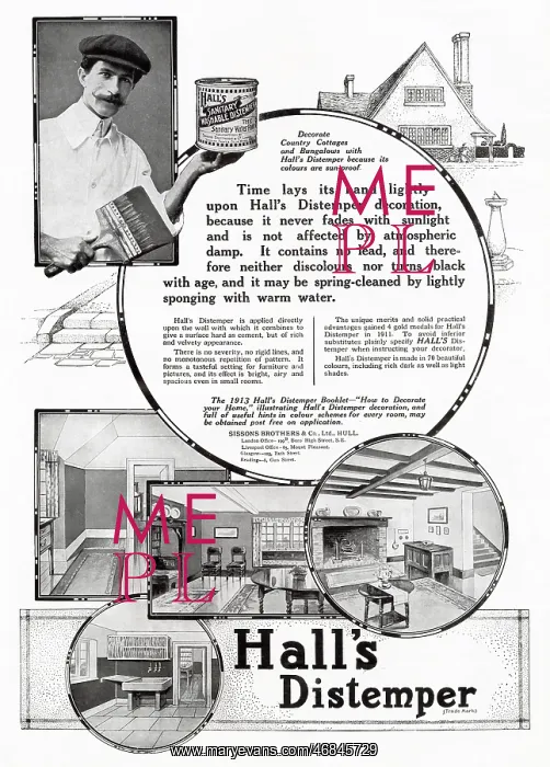 : Advert for Hall's Washable Distemper 1913 : Advert for Hall's Washable Distemper 1913