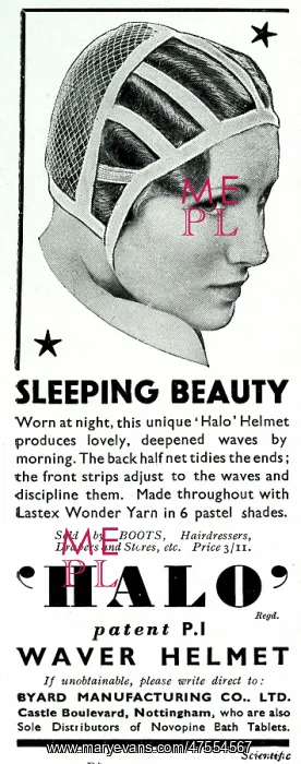  : Advert for Halo sleeping cap 1936