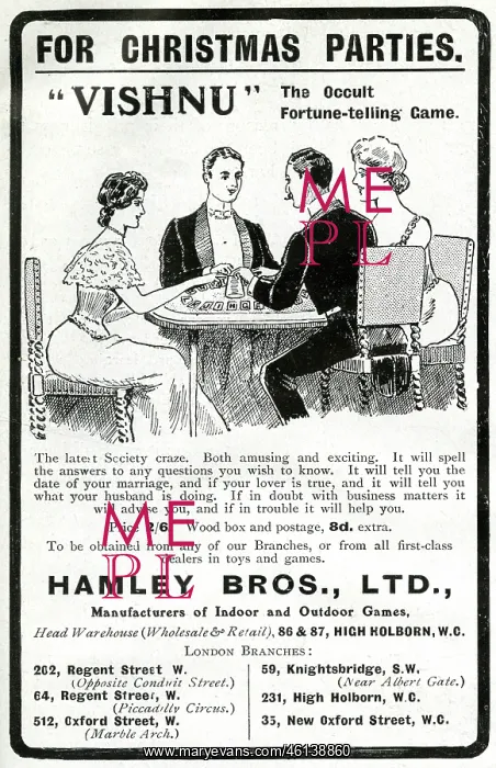 : Advert for Hamley Bros fortune-telling game 1905 : Advert for Hamley Bros fortune-telling game 1905