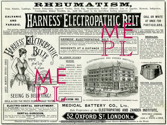 : Advert for Harness Electropathic Belt 1892 : Advert for Harness Electropathic Belt 1892