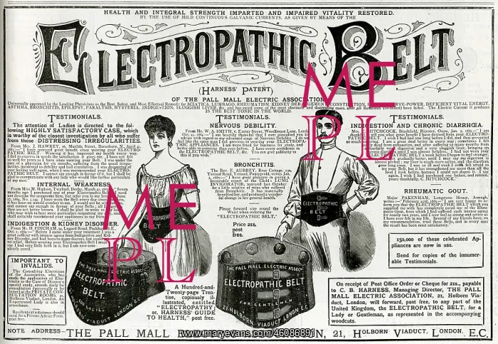 : Advert for Harness Electropathic Corset Belts 1885 : Advert for Harness Electropathic Corset Belts 1885