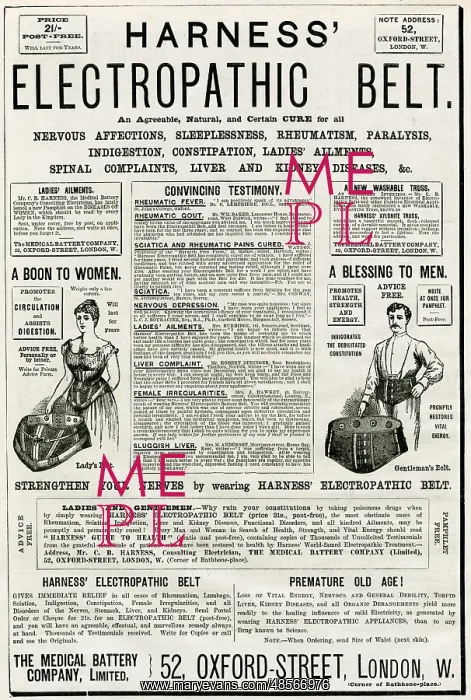 : Advert for Harness Electropathic corset belts 1887 : Advert for Harness Electropathic corset belts 1887