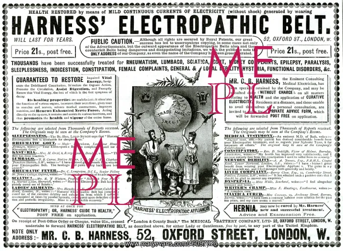 : Advert for Harness Electropathic corset belts 1888 : Advert for Harness Electropathic corset belts 1888