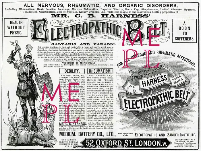 : Advert for Harness Electropathic corset belts 1892 : Advert for Harness Electropathic corset belts 1892