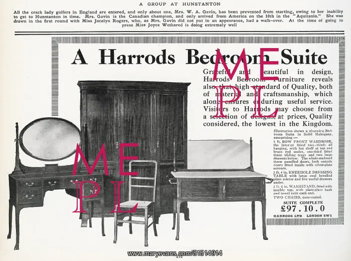  : Advertisement for a Harrods Bedroom Suite
