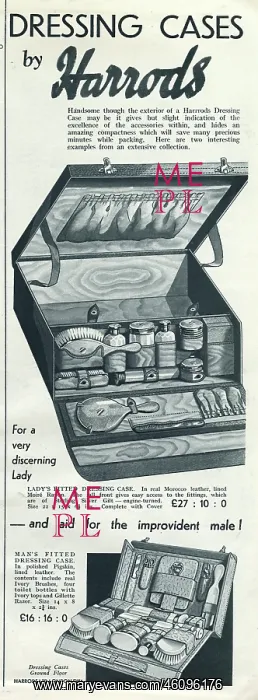 : Advert for Harrods, dressing case 1934 : Advert for Harrods, dressing case 1934