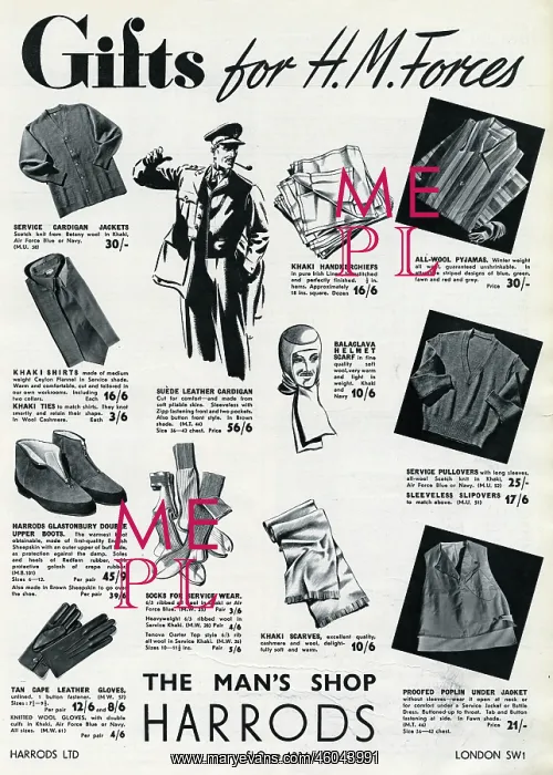 : Advert for Harrods gifts for the H.M forces 1939 : Advert for Harrods gifts for the H.M forces 1939