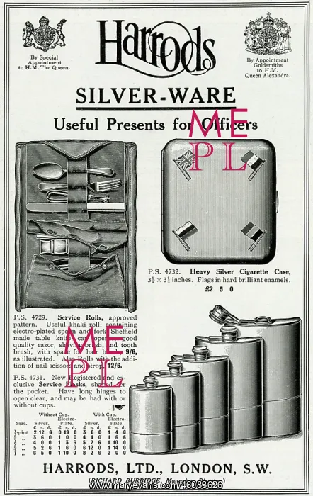 : Advert for Harrods silver-ware 1914 : Advert for Harrods silver-ware 1914