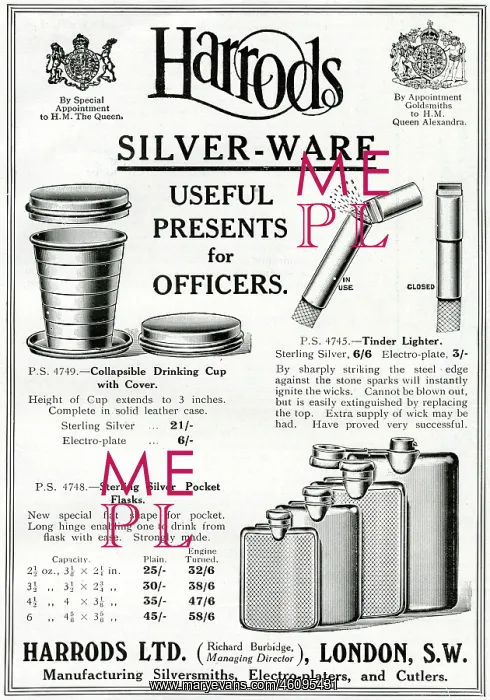 : Advert for Harrods silver-ware 1914 : Advert for Harrods silver-ware 1914