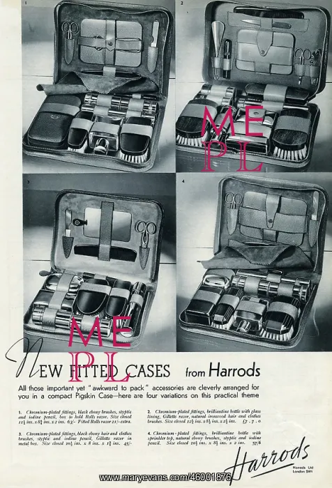 : Advert for Harrods Toiletries Cases 1935 : Advert for Harrods Toiletries Cases 1935