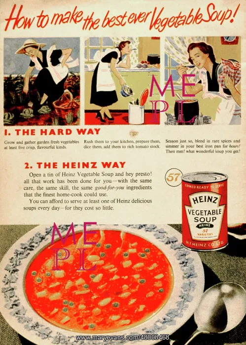 : Advertisement for Heinz vegetable soup : Advertisement for Heinz vegetable soup