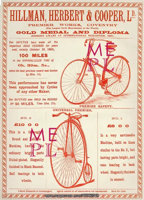 : Advert for Hillman, Herbert & Cooper Ld 1888 : Advert for Hillman, Herbert & Cooper Ld 1888