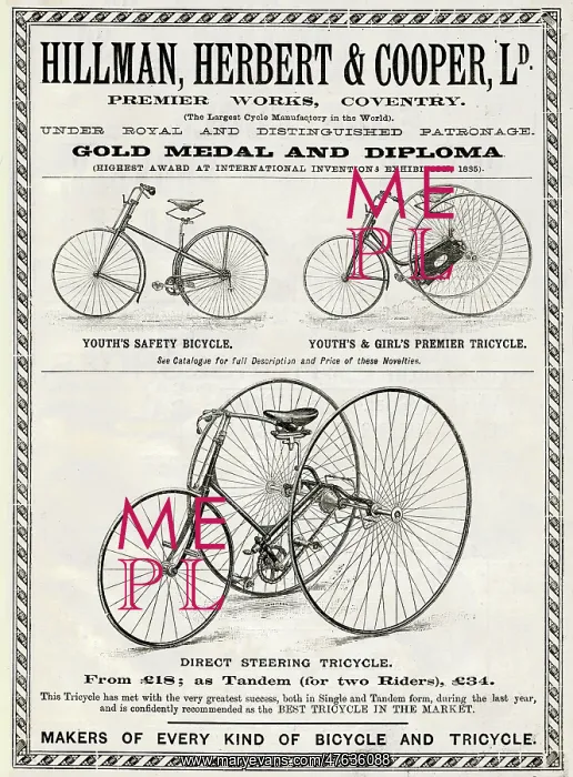 : Advert for Hillman, Herbert & Cooper Ld 1888 : Advert for Hillman, Herbert & Cooper Ld 1888