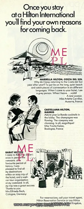 : Advertisement, Hilton International Hotels : Advertisement, Hilton International Hotels