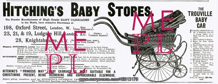: Advert for Hitching's baby store 1896 : Advert for Hitching's baby store 1896