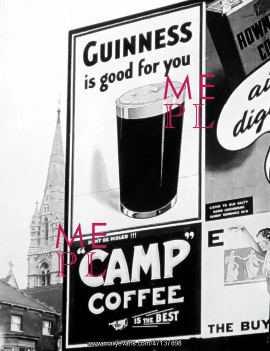 : Advertising hoarding for Guinness and Camp Coffee : Advertising hoarding for Guinness and Camp Coffee