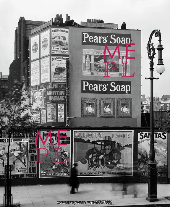 : Advertising hoardings in London with posters : Advertising hoardings in London with posters