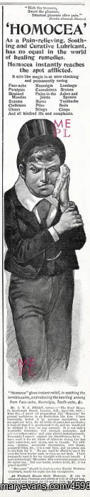 : Advert for Homocea - pain relief 1894 : Advert for Homocea - pain relief 1894