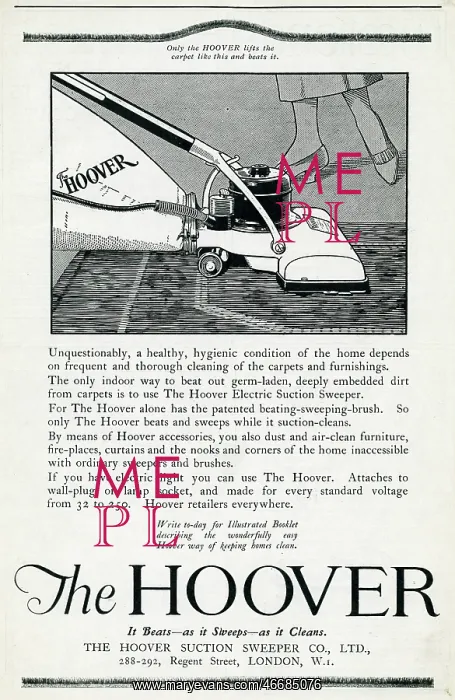 : Advert for Hoover 1920 : Advert for Hoover 1920