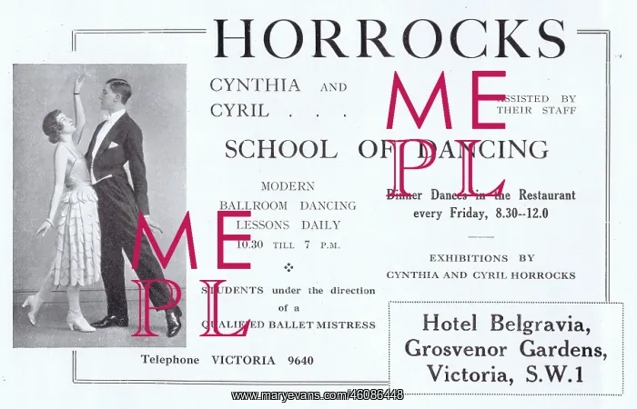  : Advert for the Horrocks School of Dancing, London, 1923