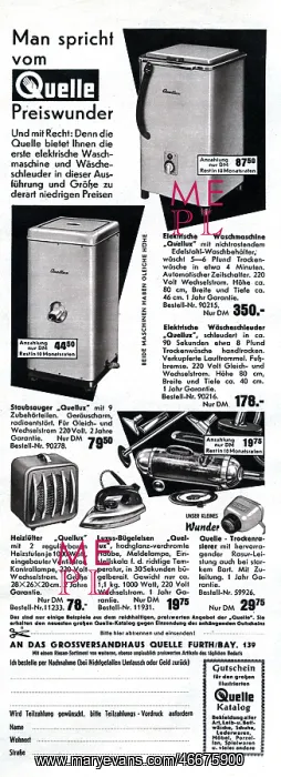  : advertising, houshold appliances, Quelle, advertisement
