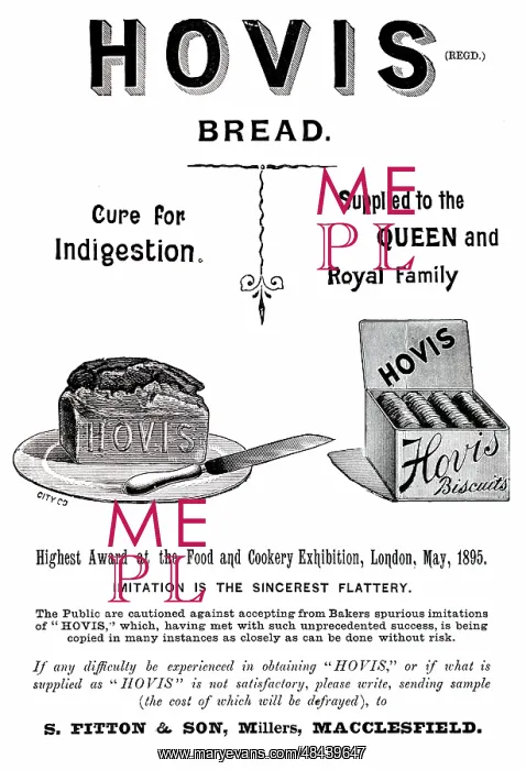 : An advertisement for Hovis bread and biscuits : An advertisement for Hovis bread and biscuits