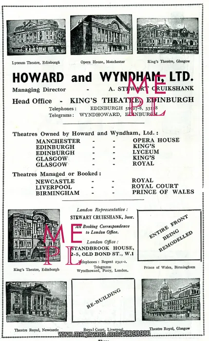 : Advert, Howard and Wyndham Ltd, Theatres : Advert, Howard and Wyndham Ltd, Theatres
