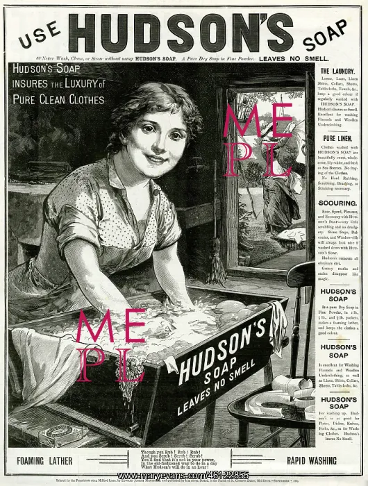: Advert for Hudson's Soap 1885 : Advert for Hudson's Soap 1885